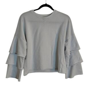 Juicy Couture Black Label Icy Blue Tiered Ruffle Long Sleeve Sweatshirt sz Small